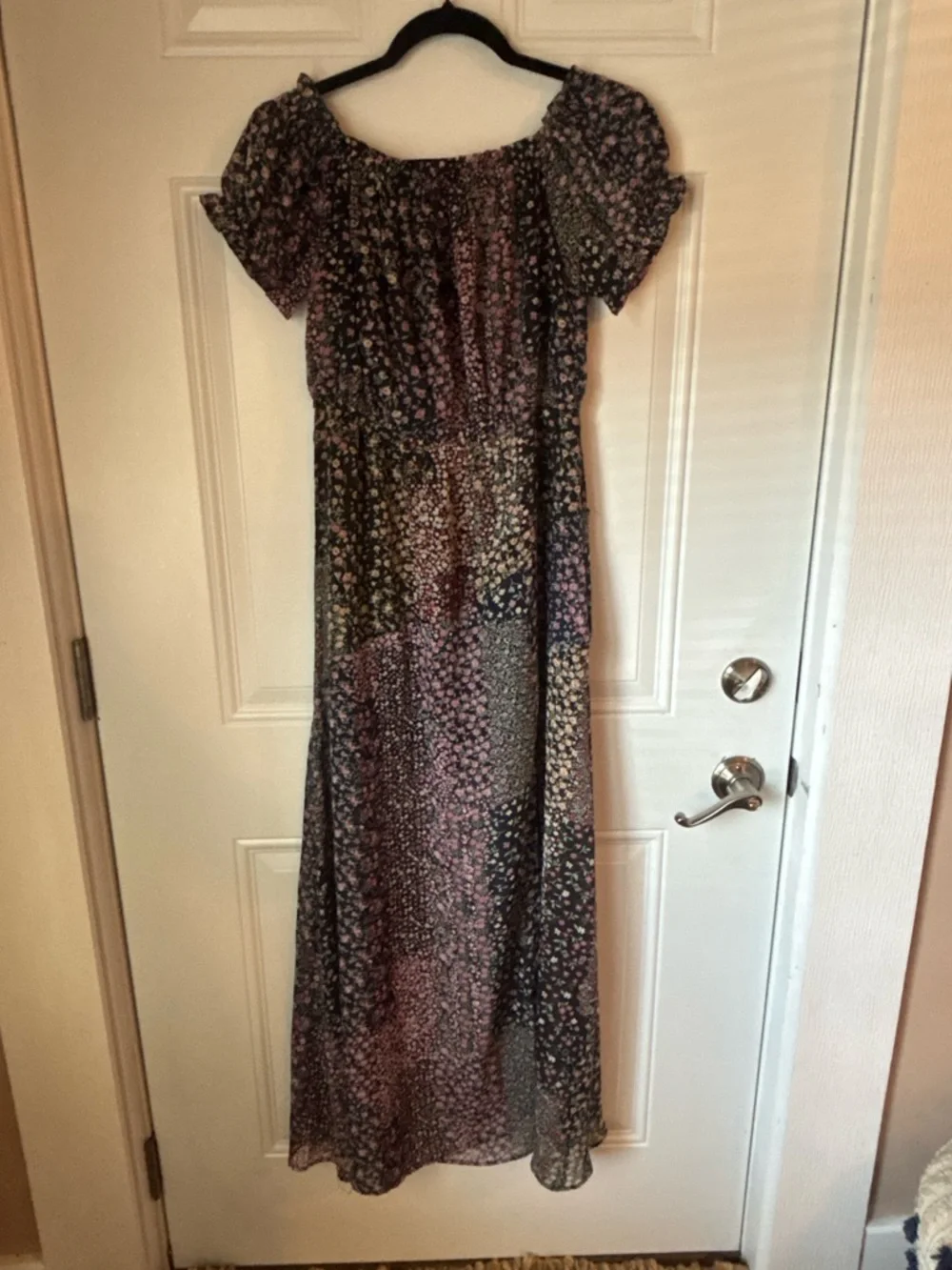 Lulu's Black Floral Maxi Dress with Pink and Blue Print - Picture 4 of 9